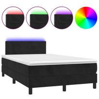 vidaXL Lova su spyruoklėmis/čiužiniu/LED, juoda, 120x200cm, aksomas