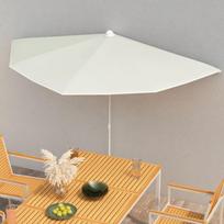 Pusapvalis sodo skėtis su stulpu smėlio spalvos 180x90cm