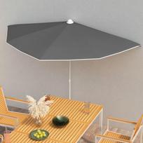 Pusapvalis sodo skėtis su stulpu antracito spalvos 180x90cm