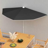 Pusapvalis sodo skėtis su stulpu juodos spalvos 180x90cm