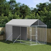 Lauko voljeras šunims su stogu sidabrinis 2x6x25m plienas