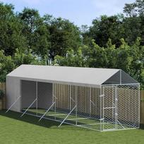 Lauko voljeras šunims su stogu sidabrinis 2x10x25m plienas