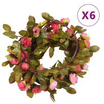 Gėlių girliandos 6vnt rožių spalvos 215cm