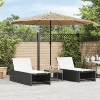 Skėtis nuo saulės su LED/plieniniu stulpu rudas 324x324x247cm