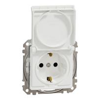 Kištukinis lizdas su įžeminimu ir dangteliu Schneider Electric Sedna Design SDD211024 (baltas, IP44)