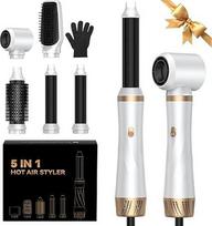 "Airstyler 5-in-1" plaukų stiliatorius, 1000 W garbanojimo geležies plaukų džiovintuvas su šilto oro šepečiu, apvalus plaukų džiovintuvas, garbanojimo geležis, plaukų tiesinimo šepetys, 3 temperatūrų plaukų stiliatorius plaukų apimčiai užtikrinti