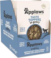 "Applaws Taste Toppers" 100% natūralus drėgnas šunų maistas, be grūdų, sykas su lašiša ir daržovėmis padaže, 12 x 85 g maišelių