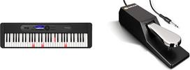 "Casio" LK-S450 "Casiotone" iš viršaus apšviesta klaviatūra su 61 fortepijono išvaizdos greitaveikos klavišu, juoda, ir "M-Audio SP-2" - universalus fortepijono stiliaus palaikymo pedalas, idealus priedas