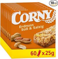 "Corny Classic Cereal Bar Peanut" saldus ir sūrus batonėlis su skrudintais ir sūdytais žemės riešutais 60 x 25 g
