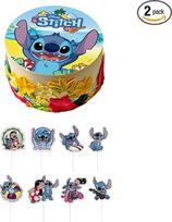 "Dekozauber24 Disney Stitch" torto papuošimų rinkinys, 20 cm torto papuošimas su 16 keksiukų viršūnėlių, 8 dizainai, vegetariškas, be glitimo, be laktozės, be pridėtinio cukraus, skirtas vaikų gimtadienio šventėms