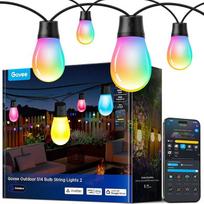 "Govee RGBICW" lauko pasakų žibintai, 15 m, IP66 atsparūs vandeniui, veikia su "Alexa" ir "Google Assistant", programėlės valdymas, 111 scenos režimų, lauko pasakų žibintai balkonui, sodui, vakarėlių dekoracijoms