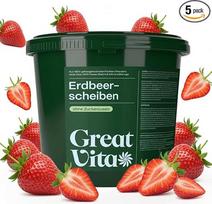 "GreatVita" liofilizuotos braškės 5 x 400 g - traškios braškių skiltelės be pridėtinio cukraus - liofilizuotos braškės - užkandis ir užkandis dribsniams, jogurtui ir kokteiliams