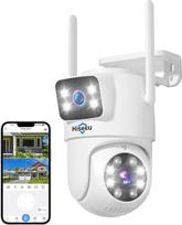 "Hiseeu" dvigubas objektyvas: 3 MP lauko "WiFi" stebėjimo kamera, 2.4G/5G dvigubo vaizdo PTZ "WiFi" kamera lauke, 360° pasukama asmens aptikimo funkcija su automatiniu sekimu, spalvotas naktinis matymas, IP66
