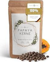 "Nordic Pure" papajų sėklos, 125 g, žalio maisto kokybės papajų sėklos, papajų pipirai be priedų, didelis papaino kiekis, papajų fermentas