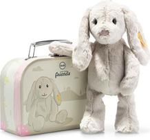 "Steiff" pliušinis žaislas "Hoppie" triušis lagamine, mielas pliušinis žaislas su plastikinėmis akimis, vaikams, berniukams ir mergaitėms, draugams, pliušinis žaislas, 26 cm, šviesiai pilkas, 080968