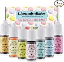 "Waysroma Macaron" maistiniai dažai 7 x 12 ml, maistinių dažų skystis be riešutų ir cukraus, skirtas kepimui, velykiniams makaronams, tortams, glaistui, glaistui, fondantui, sausainiams, keksiukams, tešlai