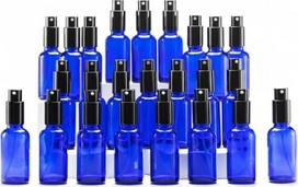"Yizhao" žalias tuščias 30 ml stiklinis purškiamasis buteliukas su [purkštuvu], mažas purškiamasis buteliukas eteriniam aliejui, aromaterapiniams mišiniams, kvepalams, masažui, cheminiam skysčiui, vaistinei - 6 vnt., 24 mėlynos spalvos