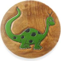 ART-CRAFT Universali vaikiška taburetė Medinė taburetė Apvalus medžio masyvo gyvūnų motyvas Dinozauras su daugybe panaudojimo būdų