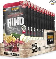 BELCANDO Fresh Bag [12 x 125 g jautienos su spirgučiais ir cukinijomis] Šlapio ėdalo šunims Visavertis drėgnas ėdalas vienkartiniame maišelyje