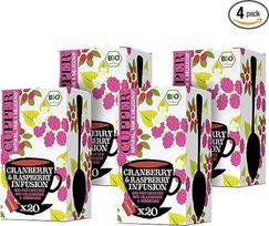 CUPPER ekologiška vaisių arbata "Spanguolių ir aviečių užpilas", 4 x 20 nebalintų arbatos maišelių, nekenksminga aplinkai, sąžininga prekyba, pakuotė po 4 vnt.
