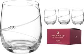 DIAMANTE 4 rankomis šlifuotų krištolinių viskio taurių rinkinys - elegantiško silueto trumpų taurių rinkinys, skirtas kokteiliams, džino ir toniko kokteiliams, vandeniui ar sultims, dovanų dėžutėje (1000.834.ELX)