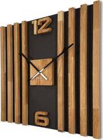 FLEXISTYLE z233-d(1)-1-x 60 Didelis sieninis laikrodis Mediniai skersiniai SQ 60 cm Medienos išvaizda Juoda 3D Ąžuolas Modernus be tiksėjimo Gyvenamasis kambarys