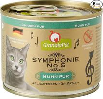 GranataPet Symphony No. 5 Chicken PUR, 6 x 200 g, kačių ėdalas be grūdų ir pridėtinio cukraus, filė natūralioje želė, švelnus drėgnas ėdalas katėms
