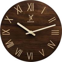 Holzwerk Retro XL 40 cm natūralus sieninis laikrodis Medinis laikrodis "Rustic Vintage" tylusis mechanizmas be tiksėjimo garsų Ruda tylioji spalva Pagaminta iš rankų darbo medžio masyvo Natūrali mediena su elnio motyvu Romėniški skaitmenys 40 cm