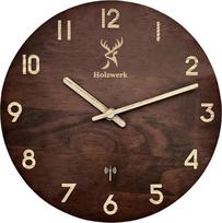 Holzwerk Vokietija Natūralus medinis radijo bangomis valdomas sieninis laikrodis Medinis laikrodis Vintage radijo bangomis valdomas laikrodis Tylusis judėjimas be tykojimo garsų Ruda balta tyli Pagaminta iš rankų darbo medžio masyvo Natūralus 25
