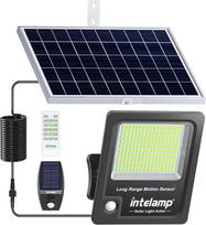INTELAMP saulės šviesos žibintai lauke su judesio jutikliu, 12000 mAh 3000 LM saulės šviesos žibintai lauke su nuotolinio valdymo pulteliu, itin ryškios saulės šviesos lempos lauke su 5 m kabeliu, IP65