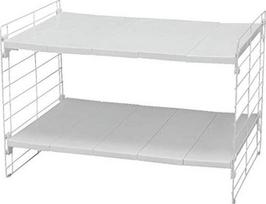 Iris Ohyama, lentyna, spintelės organizatorius, grindų spintelė, ištraukiama, plastikinė virtuvės spintelių, sandėliukų, maisto produktų ir indų saugykla, teleskopinis stovas 2 pakopų USD-2V, balta