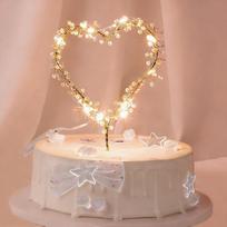 KIPETTO Cake Topper Love Heart Beads Cake Topper su LED šviesa gimtadieniui, vestuvėms, metinėms, vakarėlio torto dekoravimui