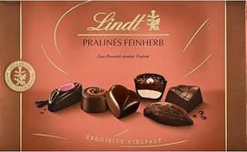 Lindt šokoladas | Pralinés Fine Tart dėžutė | 200 g | 19 šokoladinių saldainių, pagamintų iš 6 rūšių išskirtinio švelnaus pikantiško tamsaus šokolado | Šokoladinė dovana