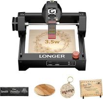 LONGER RAY5 Mini 3,5 W lazerinis graviravimo aparatas ir pjaustytuvas, "WiFi", avarinis stabdymas, skirtas medienai / akrilui / odai, 140 x 130 mm graviravimo plotas