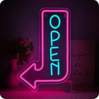 Noxet Atviras rodyklės neoninis ženklas LED Atviras neoninis ženklas Atviras neonas Naktiniai žibintai Atviras neoninis ženklas Neoninė šviesa LED neoninė šviesa Neoninė šviesa Reklama verslui Šviesos ženklas barui, salonui, parduotuvei, kavinei, klubui