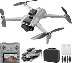 OBEST GPS dronas su kamera 4K Suaugusiųjų 5G WiFi FPV dronas su 4,5 colio ekranu ir 4GB, 2 baterijos 50 min., stabilizatorius Automobilių grąžinimas Seguimiento Follow Me, sulankstomas RC sraigtasparnis pilkos spalvos