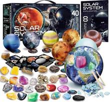Planetų kasinėjimo rinkinys vaikams, brangakmenių kasinėjimas, skirtas natūraliems brangakmeniams, kristalams ir mineralų akmenims, geologijai ir astronomijai, planetų kasinėjimo žaislų dovana vaikams nuo 6 metų