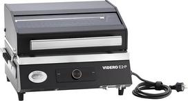 RÖSLE BBQ-Portable Videro E2-P elektrinis grilis, nešiojamas stalinis grilis su 2 degikliais, šildymo lentyna ir dangčiu su stiklo įdėklu, milteliniu būdu dengtas plienas, juodas/ sidabrinis
