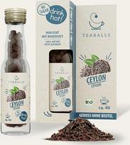 TEABALLS Organic CEYLON - juodoji arbata be maišelio, tik su karštu vandeniu, klasikinio Ceilono skonio, 40 puodelių, be cukraus ir kalorijų, veganiška, momentinė arbata, vokiečių naujovė