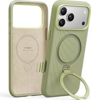 TORRAS Ostand Q3 Silicone Wind for iPhone 17 Pro Case (Premium Feel Upgrade) Top Liquid Silicone Durable (360° Magnetic Stand) Camera Drop Protection Mobile Phone Case for iPhone 17 Pro Case Green