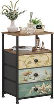 VEDECASA Komoda su 3 stalčiais ir atvira lentyna, komoda, bohemiškas tualetinis staliukas, spintelė, naktinis staliukas, staliukas svetainei, miegamajam, tvirtas plieninis rėmas, medinis viršus