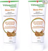 Vetoquinol Bezo-Pet Paste | Dviguba pakuotė | 2 x 120g | Papildomas pašaras šunims ir katėms | Gali padėti skatinti plaukų kamuoliukų išsiskyrimą | Su salyklu