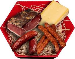 WURSTBARON® Bergsteiger užkandžių paketas su Pietų Irolietiška šonine, dovanų krepšelis su sūriu, delikatesų rinkinys su židinio šaknimis ir pipirų kąsneliais