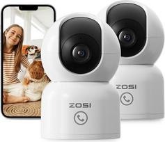 ZOSI C518 4K vidaus stebėjimo kameros su 64GB atminties kortele, 2,4/5 GHz "WiFi", 360° pasukimo kampu, dirbtinio intelekto asmens ir (arba) augintinio aptikimo ir sekimo funkcija, aktyvaus skambučio funkcija, 2 vnt.