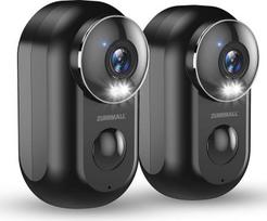 ZUMIMALL Stebėjimo kamera lauke ir viduje, 2 pakuotės WLAN kameros dvigubas stovas su magnetiniu laikikliu, belaidis, 3 MP spalvotas naktinis matymas / PIR aptikimas / IP66 atsparus vandeniui / 2.4G WiFi