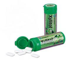 Xylitol Kids becukrė kramtomoji guma obuolių skonio vaikams, 30 g.