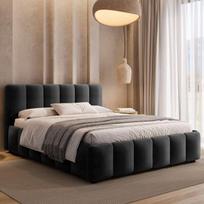 Lova MAGNATE + Čiužinys SAPNAS 2 XL|160x200|Juoda #80|Veliūras