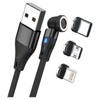 RealPower Magnetic cable 3 Amp,2m,schwarz mit Adaptern