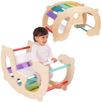 WOOPIE GREEN Medinės Vaivorykštės Sūpynės ir Tiltas 2in1 Montessori FSC