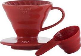 Hario V60-01 keramikinis kavos lašintuvas raudonas